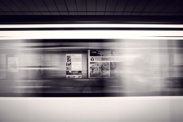 Black and White Train Moving